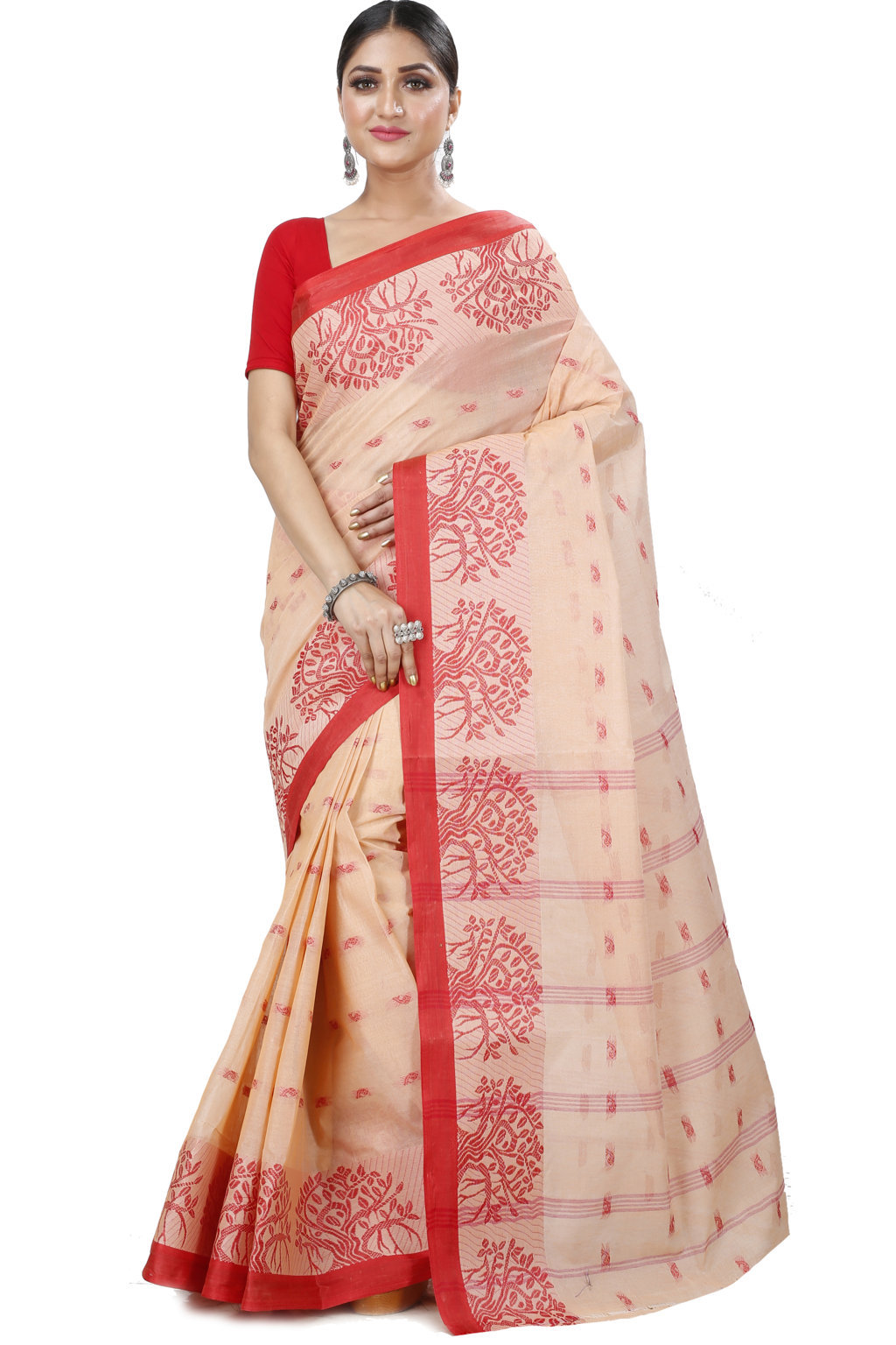 Off-White Pure Cotton Somaya Tant Saree (1044)